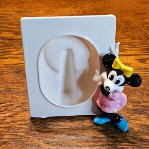 Vintage Disney Minnie Mouse Ceramic Picture Frame 3D Figure Japan Pink White